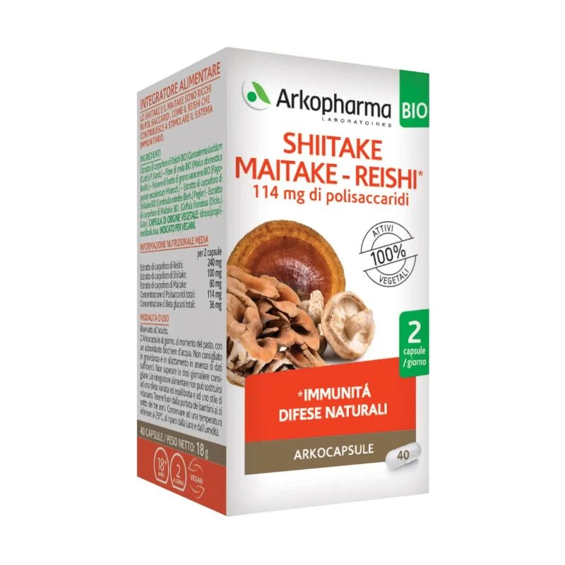 Arkopharma Arkocapsule Shiitake Maitake e Reishi Bio 40 capsule