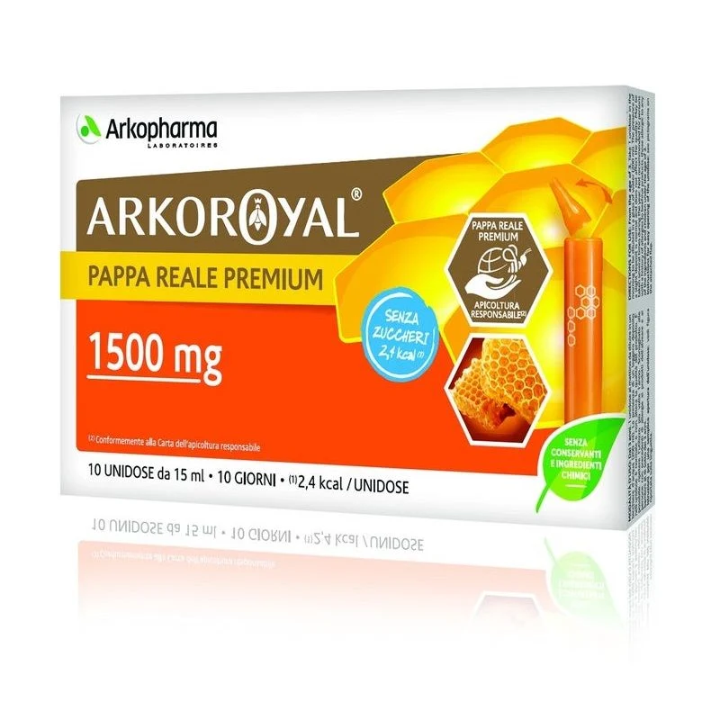 Arkopharma Arkoroyal Pappa Reale 1500mg Senza Zucchero 10 Flaconcini Da 15ml