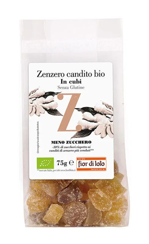 Fiori Di Loto Zenzero Candito Cubi A Ridotto Contenuto Di Zuccheri 75g