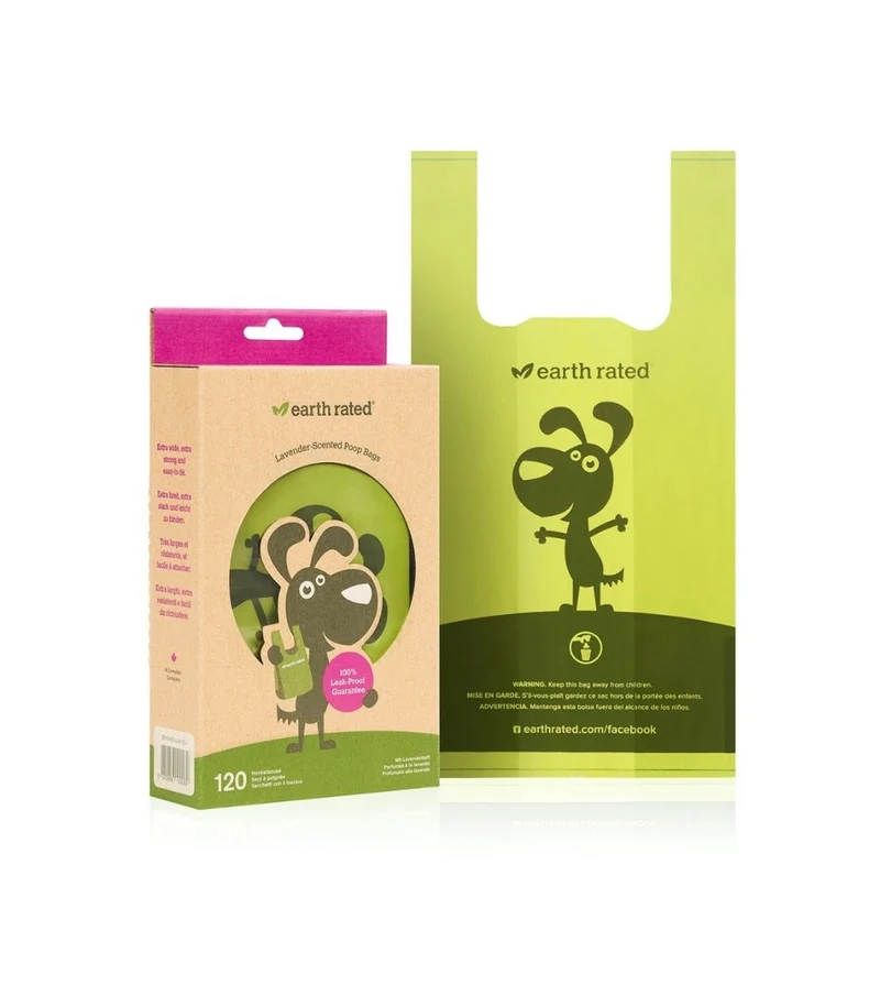 Earth Rated Sacchetti Biodegradabili Con Manici Fragranza Lavanda 120 Pezzi