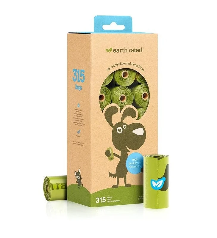 Earth Rated Sacchetti Biodegradabili Inodore 21 Rotolini x 15 Sacchetti