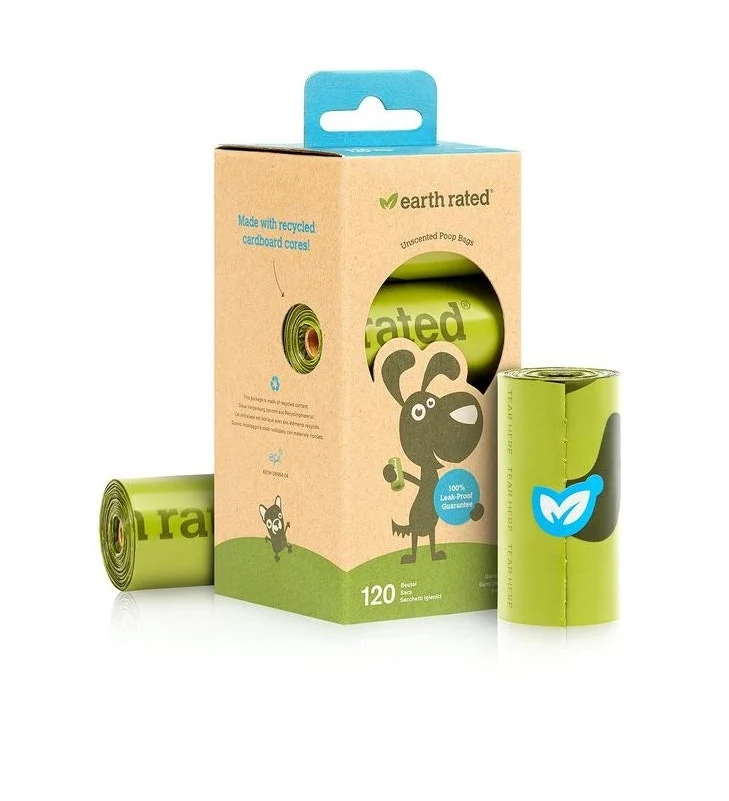 Earth Rated Sacchetti Biodegradabili Inodore 8 Rotolini x 15 Sacchetti