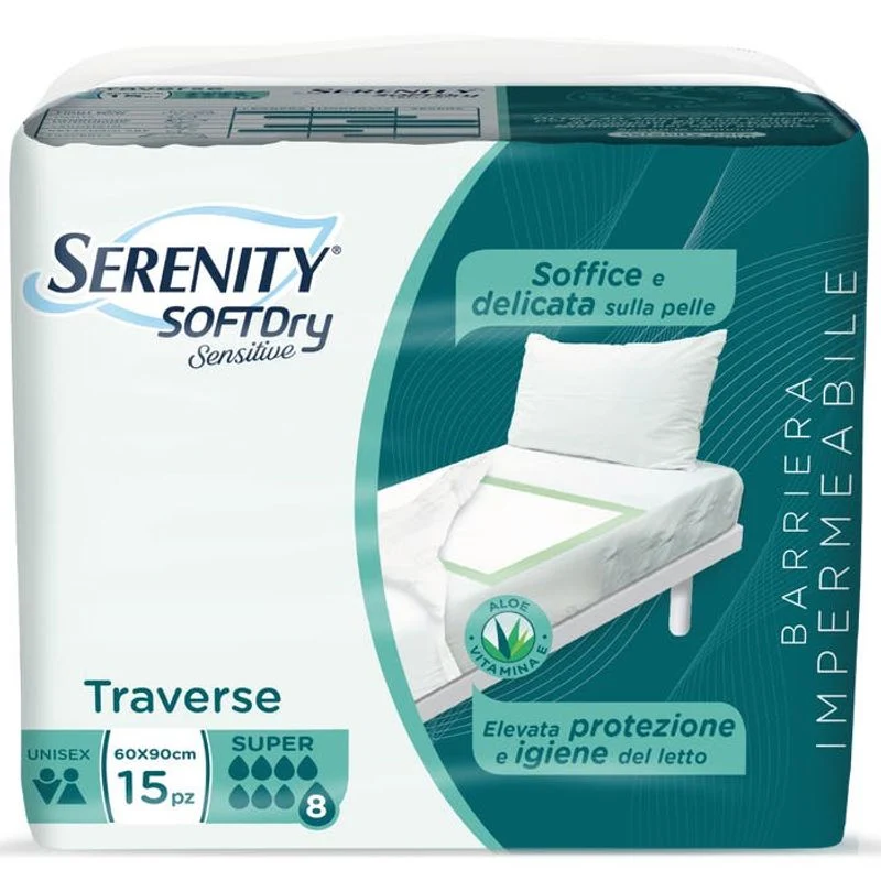Serenity Soft Dry Sensitive Traversa Assorbente Super 60x90 15 Pezzi