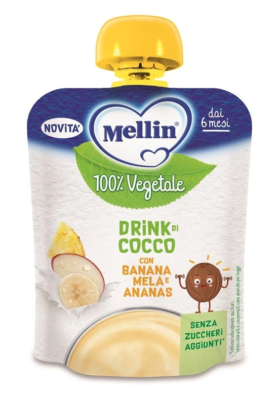 Mellin Drink 100% Vegetale Di Cocco Con Banana Per Bambini 6 Mesi+ 90g