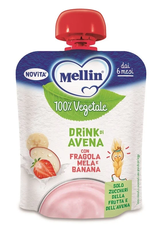 Mellin Drink 100% Vegetale Di Avena Con Fragola Per Bambini 6 Mesi+ 90g
