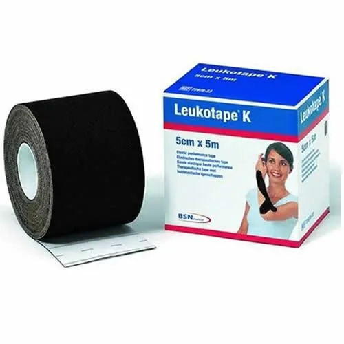 BENDA ADESIVA ACTIMOVE LEUKOTAPE K TAPING FISIOTERAPICO LARGHEZZA 5 CM LUNGHEZZA 5 M COLORE NERO IN ROTOLO
